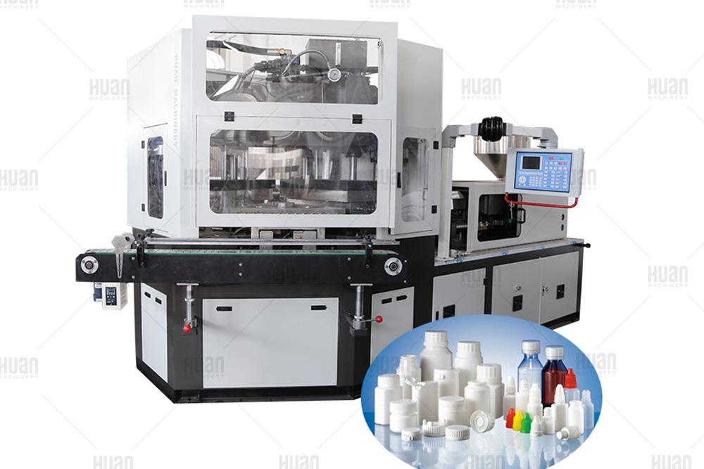 Maquinaria de moldeo por soplado por inyección de alta eficiencia, máquina de moldeo por soplado para hacer botellas de plástico para medicamentos