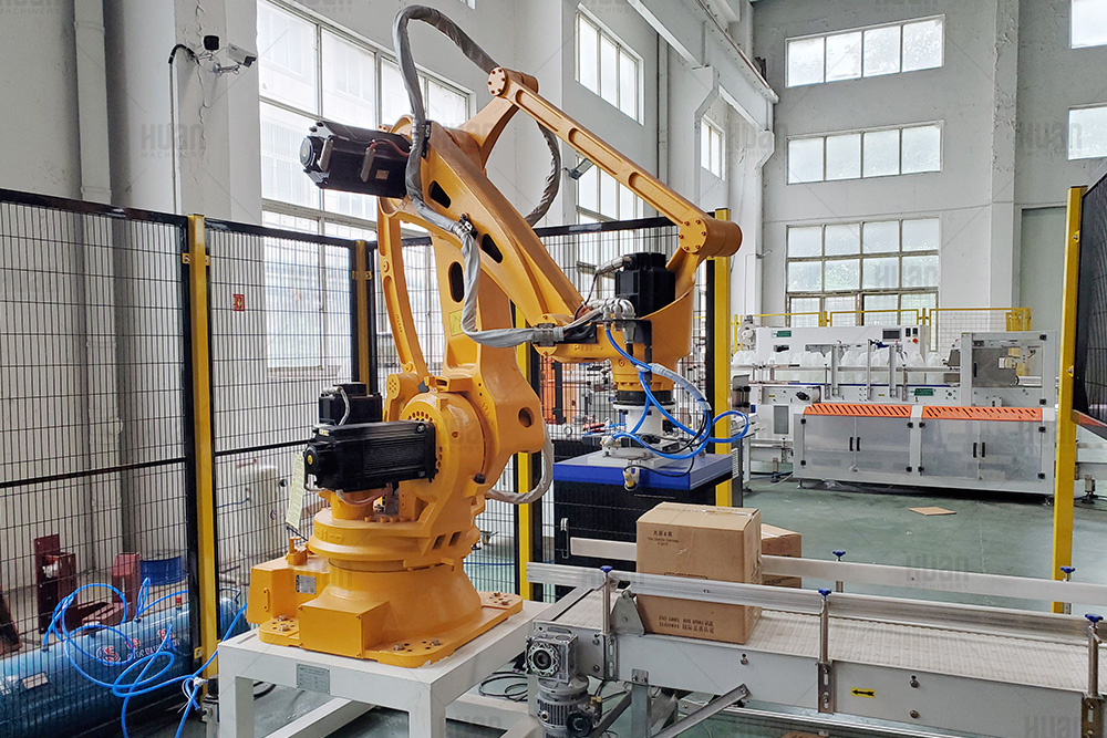 Brazo robótico ecológico de craqueo articulado industrial de paletización CNC para apilar cajas de cartón en la línea de producción de embalaje