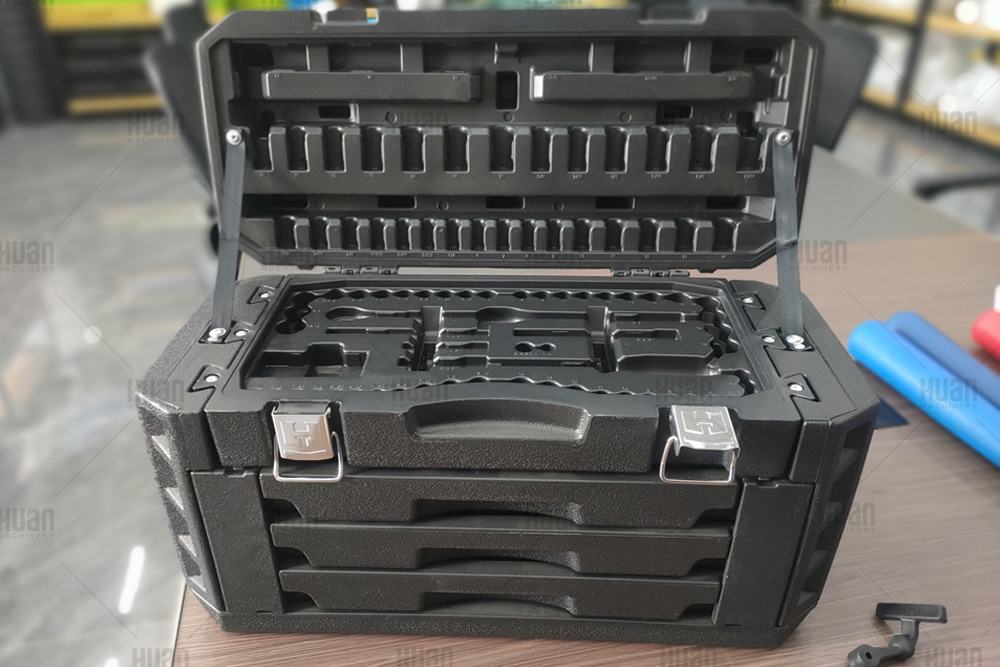 Caja de almacenamiento de herramientas de plástico de doble capa