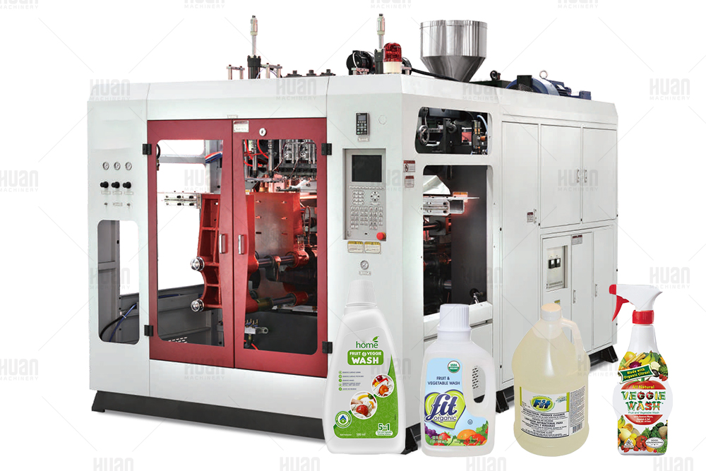 Precio de máquina de fabricación de moldeo por soplado de extrusión de botella de limpieza de frutas de lavado de vegetales químicos diarios